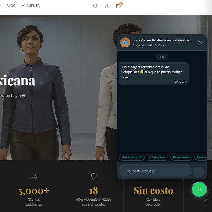 Chatbot con IA — integrado en la interfaz de la tienda