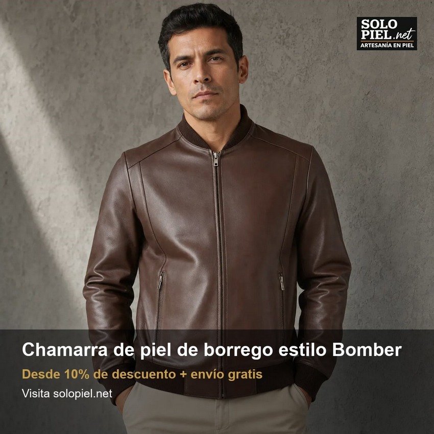 Imagen publicitaria para redes — chamarra Bayron Solopiel