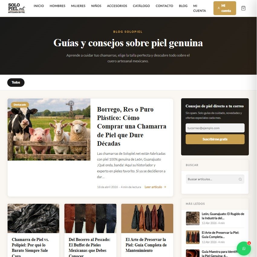 Tienda en línea Solopiel.net — función a la medida
